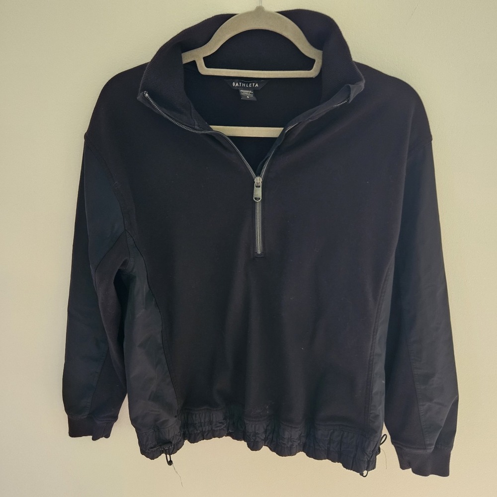 Athleta Quarter Zip Sweatshirt Size Small Black Windbreaker Jacket